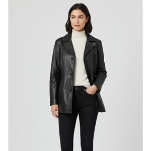 Maxima Wilsons Women's Sleek Black Leather Coat